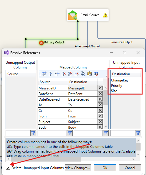 Resolve references in SSIS data flow path